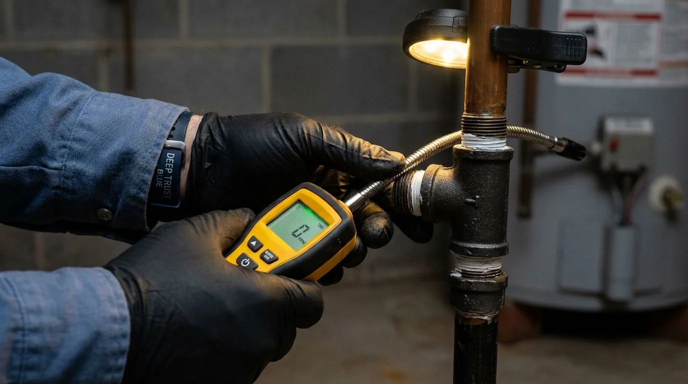 Gas leak detection with electronic sniffer by Johns Plumbing LLC in Stonewall